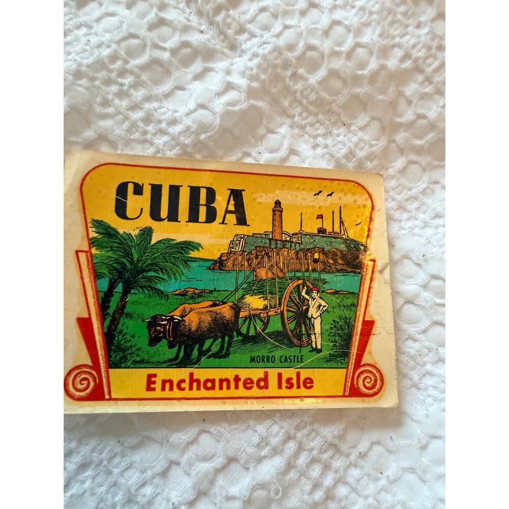 Vintage Cuba Morro Castle Travel Decal Canvas Print Coaster Advertising Souvenir